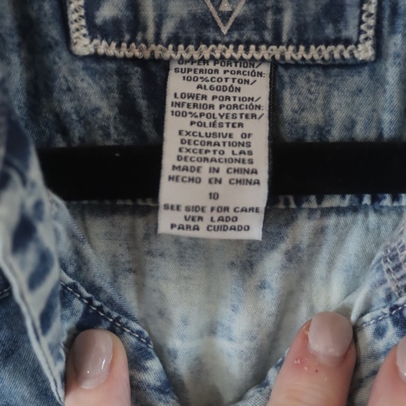 GUESS JEANS Girls Tie-Front Denim & Chiffon  Dress  Size 10 - Picture 5 of 8